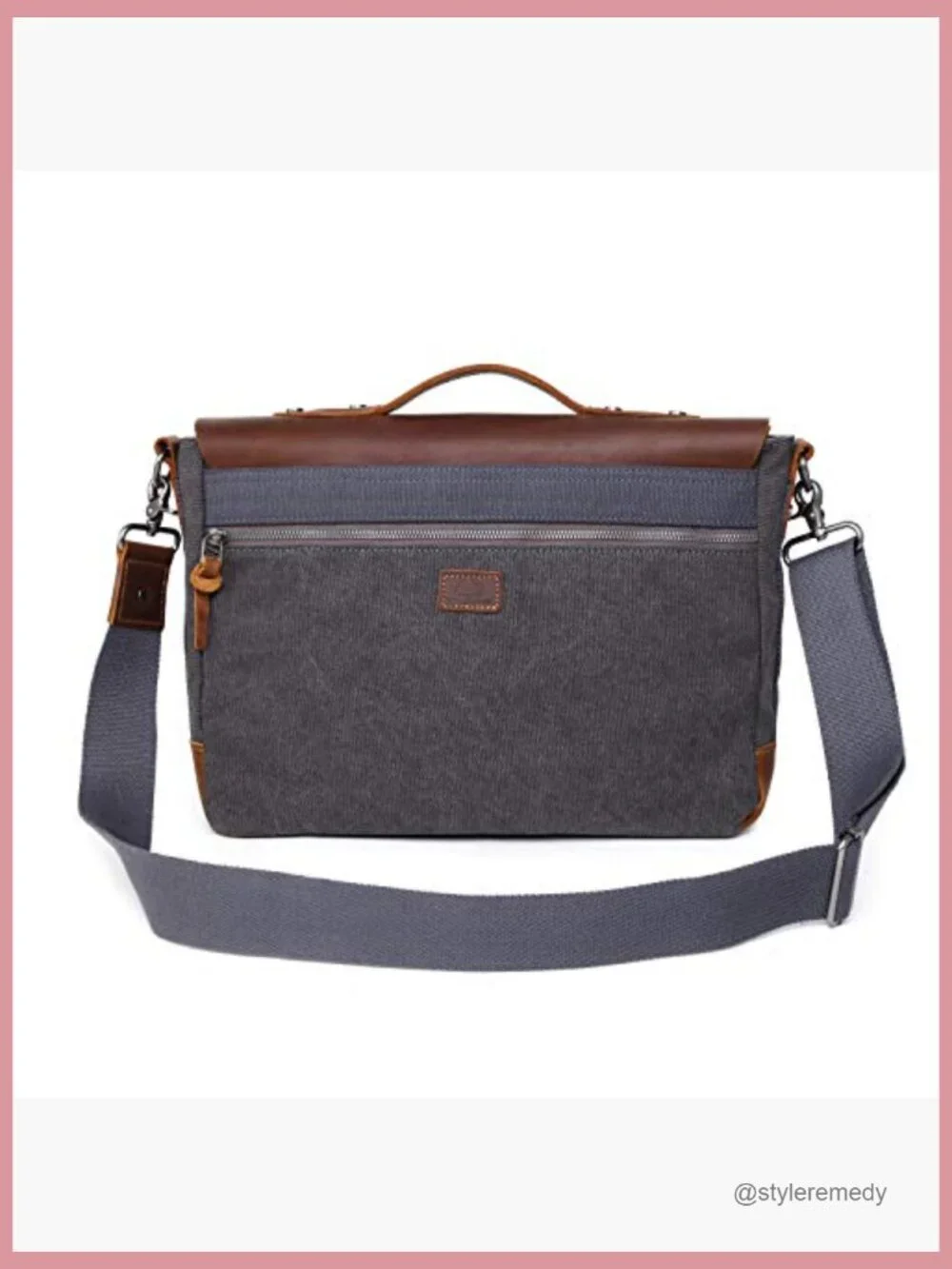 Handcrafted Washed Cotton Canvas Messenger Bag with Genuine Leather Accents